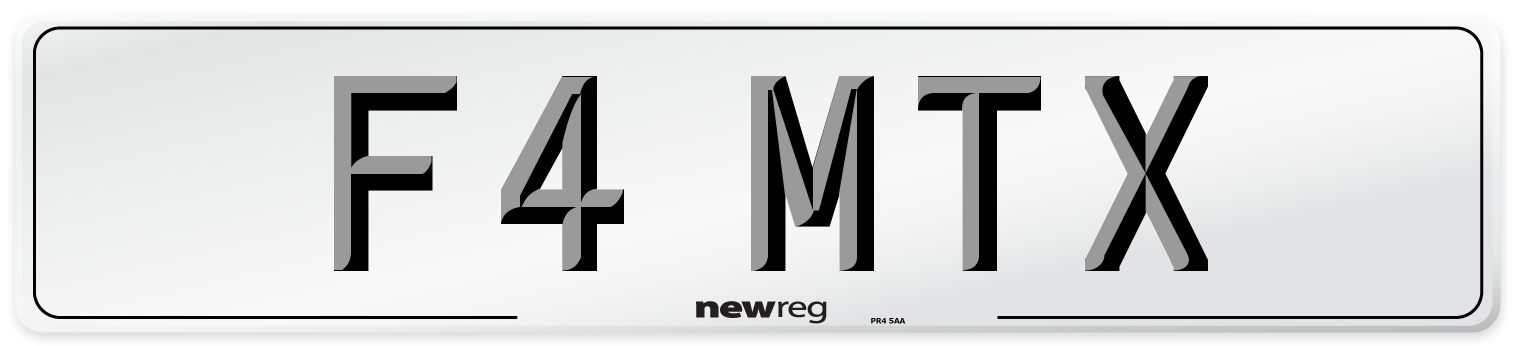 F4 MTX Number Plate from New Reg